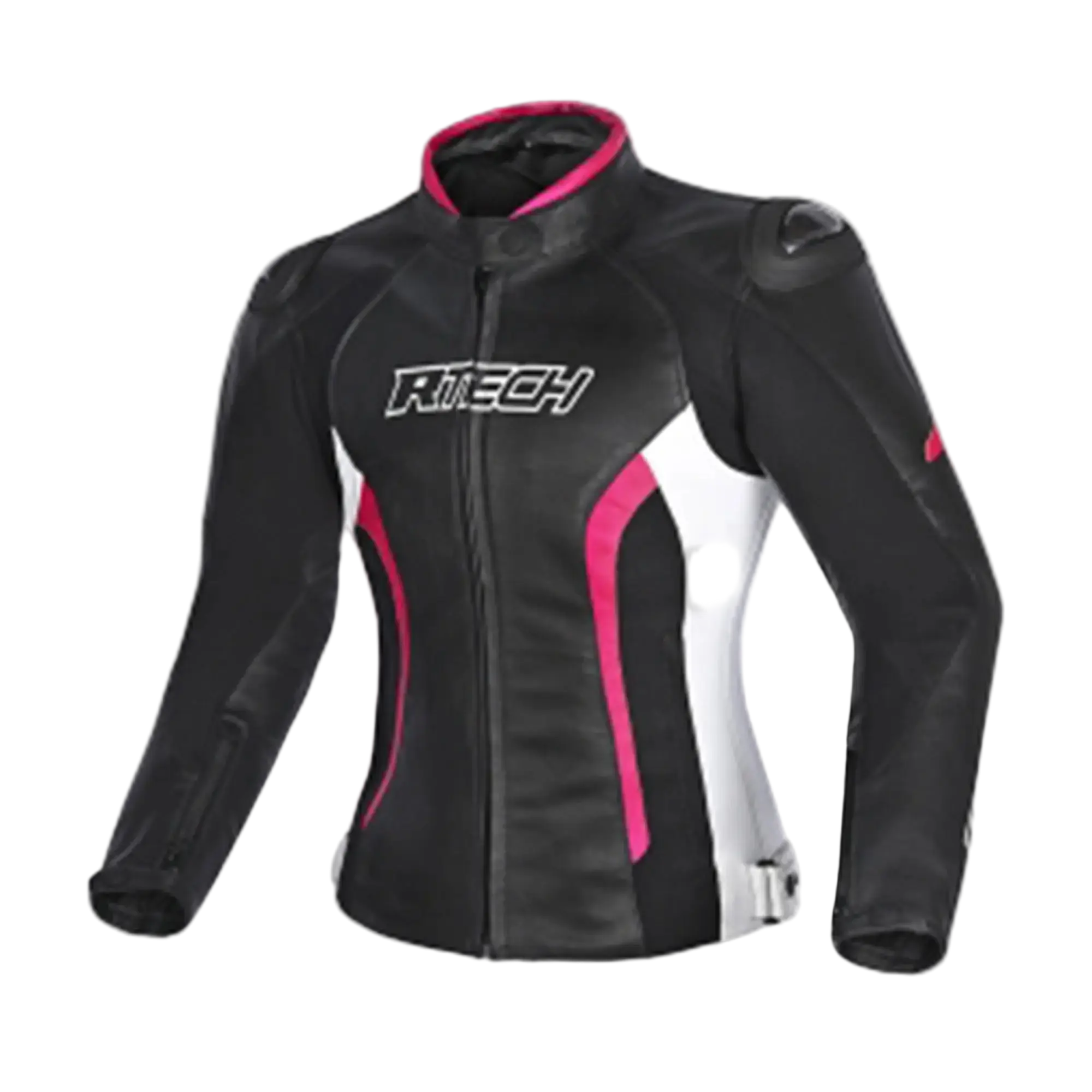 R-TECH -Tom Rider donna Giacca in pelle Negro/Blanco/Fuschia 