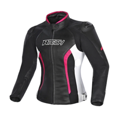 R-TECH -Tom Rider donna Giacca in pelle Negro/Blanco/Fuschia 