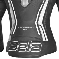 Bela Rocket Nero bianco donna Giacca (Pelle Di Canguro Mix)  back lower