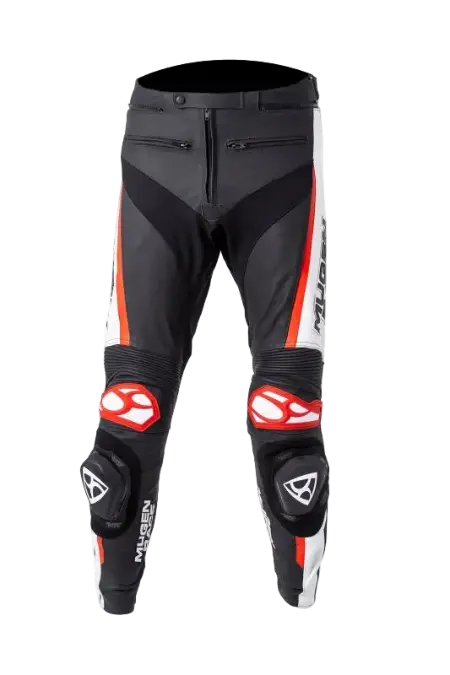 MUGENRACE LP-MNR-1915 RBRS-1 Pantaloni in pelle neri bianchi rossi 