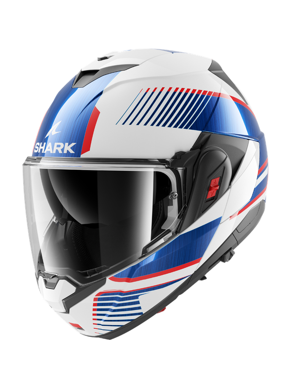 SHARK OXO SIEVE blanco cromado y azul motocicleta modular Casco