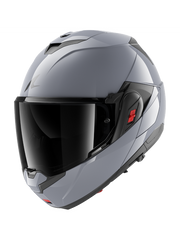 SHARK OXO DARK SHADOW FLIP DELANTERO CASCO PISTOLA PLATA