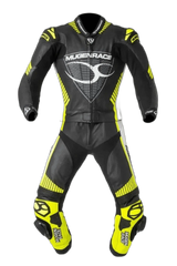 MUGENRACE MNR-1711 Impegnato Tuta Pelle Nero Bianco Giallo Fluo 