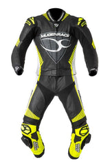 MUGENRACE MNR-1711 Impegnato Tuta Pelle Nero Bianco Giallo Fluo