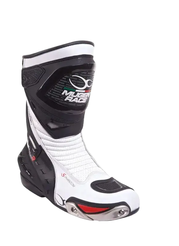MUGENRACE MNR-1490 SPHANTOM Stivali Moto Sportivi Nero Bianco 