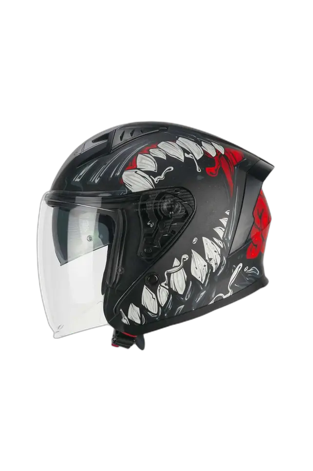 CGM 127X DEEP FREAKER Motociclo Jet Caschi Nero Rosso opaco 