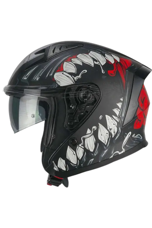 CGM 127X DEEP FREAKER Motociclo Jet Caschi Nero Rosso opaco 