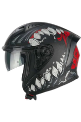 CGM 127X DEEP FREAKER Motociclo Jet Caschi Nero Rosso opaco 
