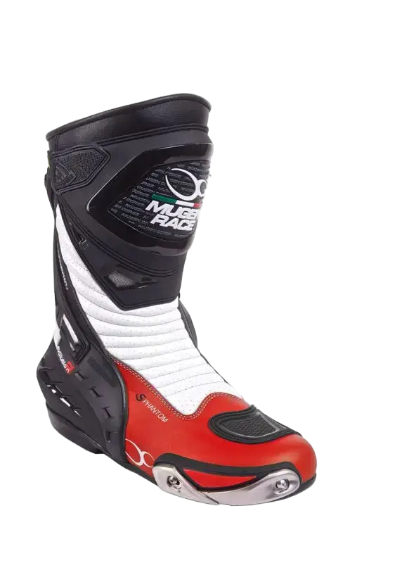 MUGENRACE MNR-1490 SPHANTOM 2 Moto Stivali Neri Rossi Bianchi 