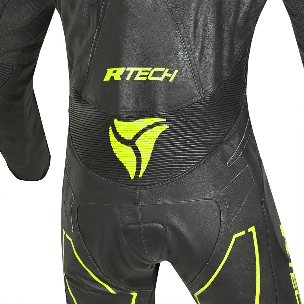 R-Tech rising star Kangaroo Mix Tuta Moto In Pelle Racing Intera Nero/Giallo 