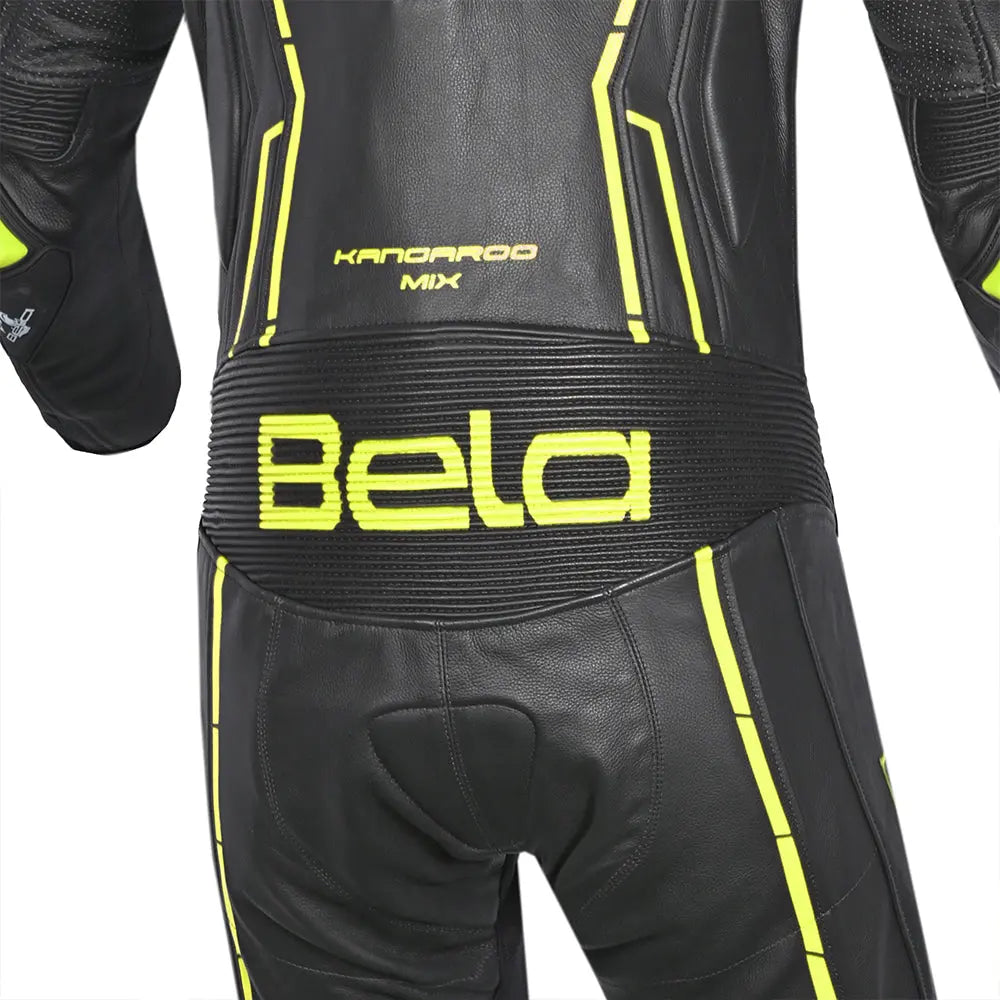 Bela Rocket Nero giallo 1PC Tute in Pelle Di Canguro Mix Uomo hip