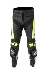 MUGENRACE LP-MNR-1915 RBRS-1 Pantaloni in pelle neri bianchi gialli