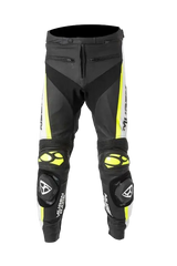 MUGENRACE LP-MNR-1915 RBRS-1 Pantaloni in pelle neri bianchi gialli 