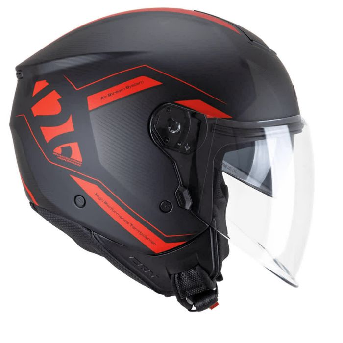 CGM 126G IPER CITY Casco Jet De Moto Negro Rojo Opaco 