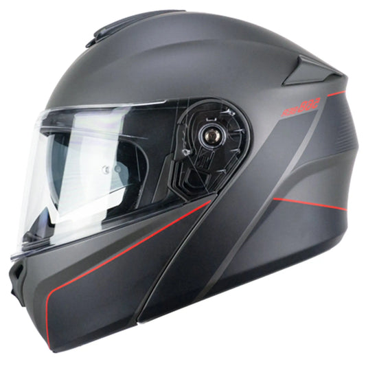 CGM 568X BER CITY Moto Modulare Caschi Grafite Rosso satinato