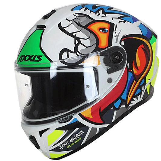 CASCO MOTO INTEGRALE AXXIS FF112C DRAKEN S PARROT A0 BIANCO OPACO, - Yamoto.it