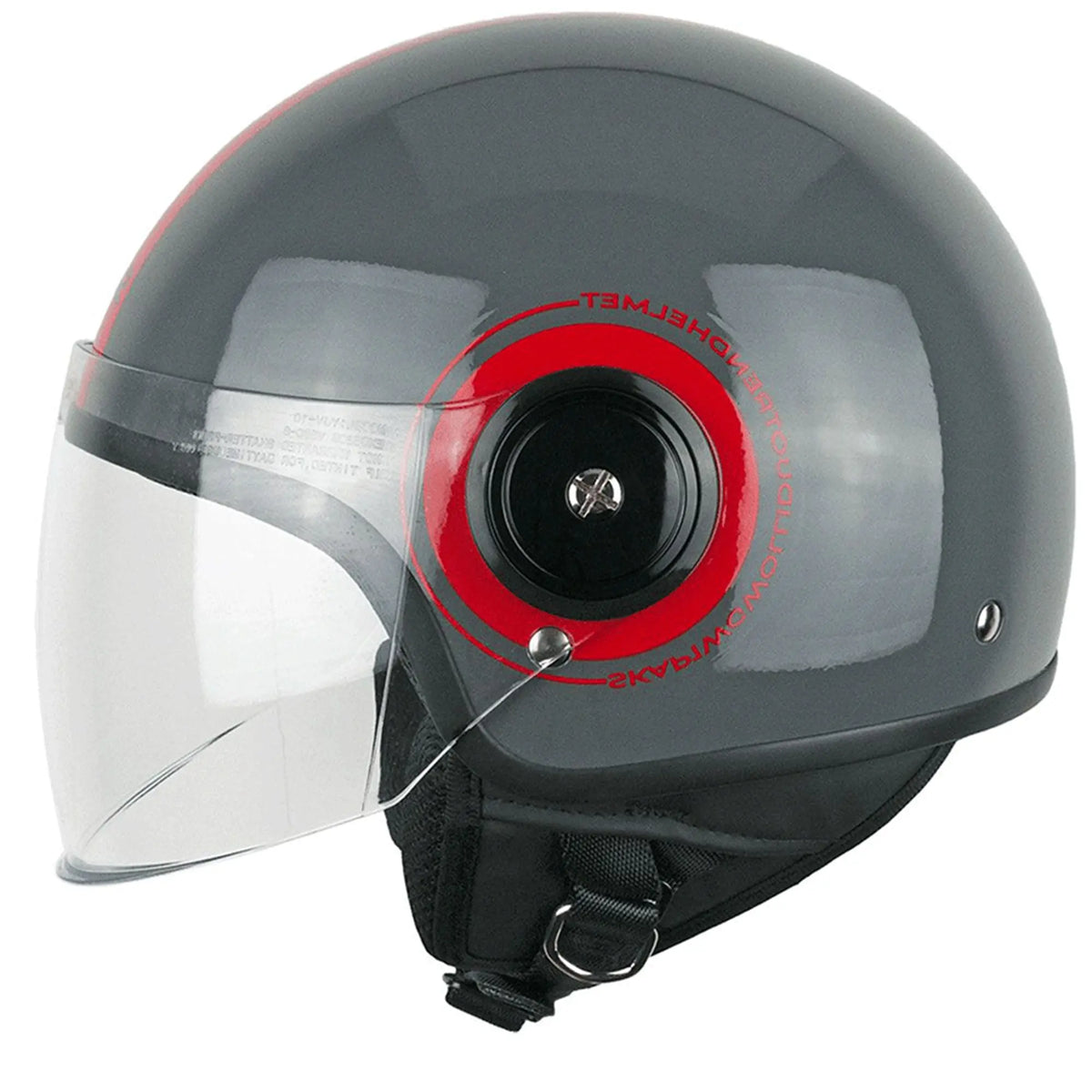 Casco Moto  Demi-Jet Ska-P 1WG WOLLI DUO  Grafite Rosso By Ska-P🇮🇹 - Yamoto.it