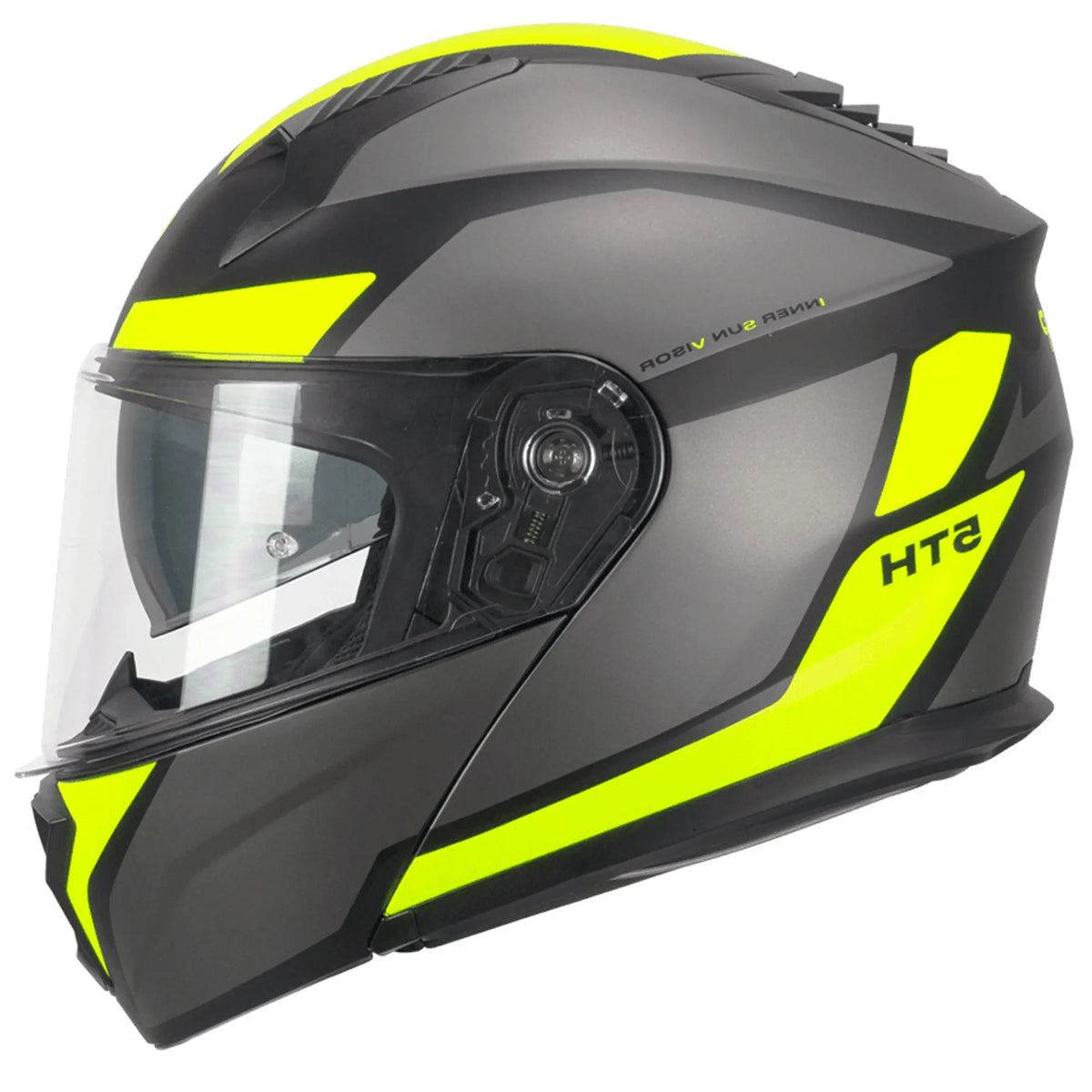 Casco Modulare  SKA-P 5THG FALCON SPORT doppia omologazione P/J  Grafite Giallo Fluo Opaco - Yamoto.it