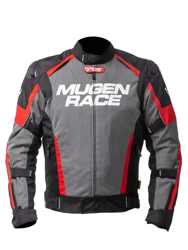 MUGENRACE NJ-MNR-2029 ROMANO Uomo Motociclista Tessile Giacca Grigio Scuro Nero Rosso 
