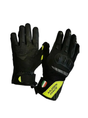 MUGENRACE G-MNR-2069 MIA Corti Moto Guanti Nero Giallo Fluoro 