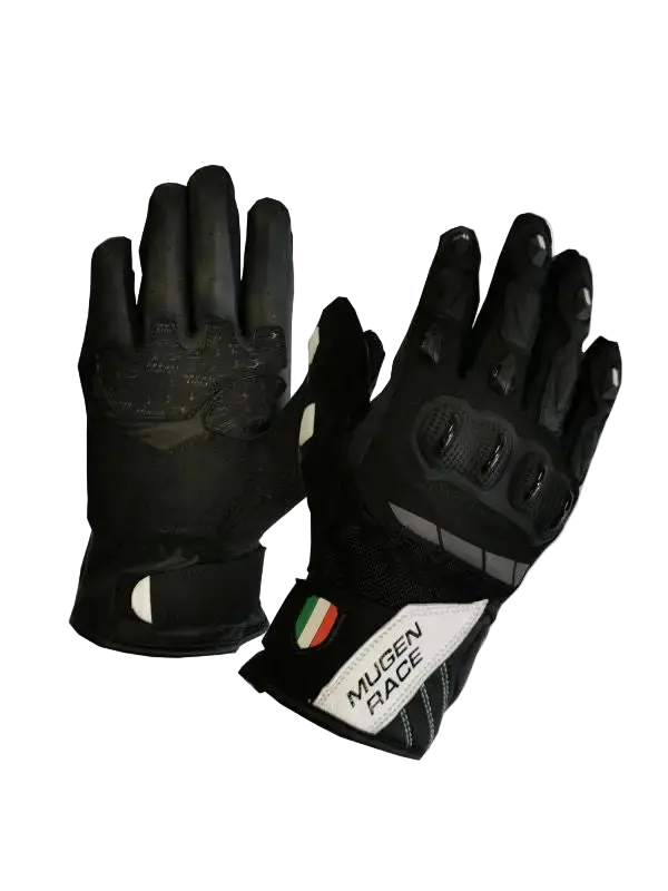 MUGENRACE G-MNR-2069 MIA Corti Moto Guanti Nero Bianco 