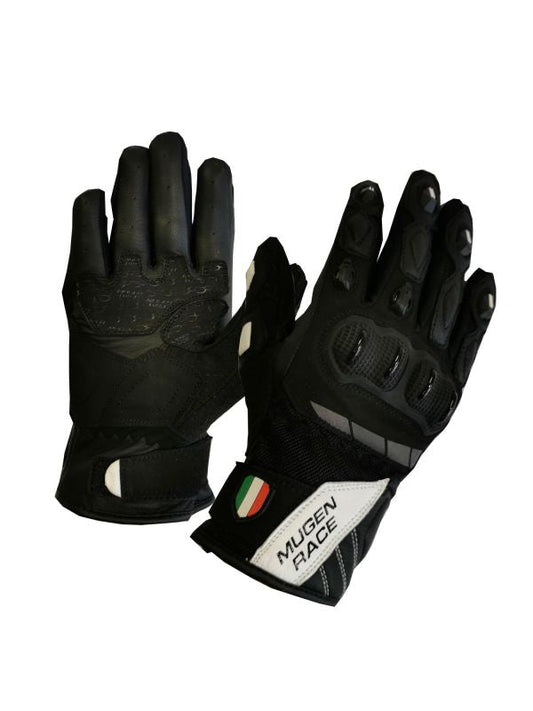 MUGENRACE G-MNR-2069 MIA Corti Moto Guanti Nero Bianco 