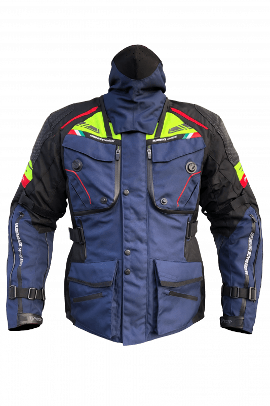 MUGENRACE MARS Moto Tessile Giacca Blu Navy Giallo Fluor