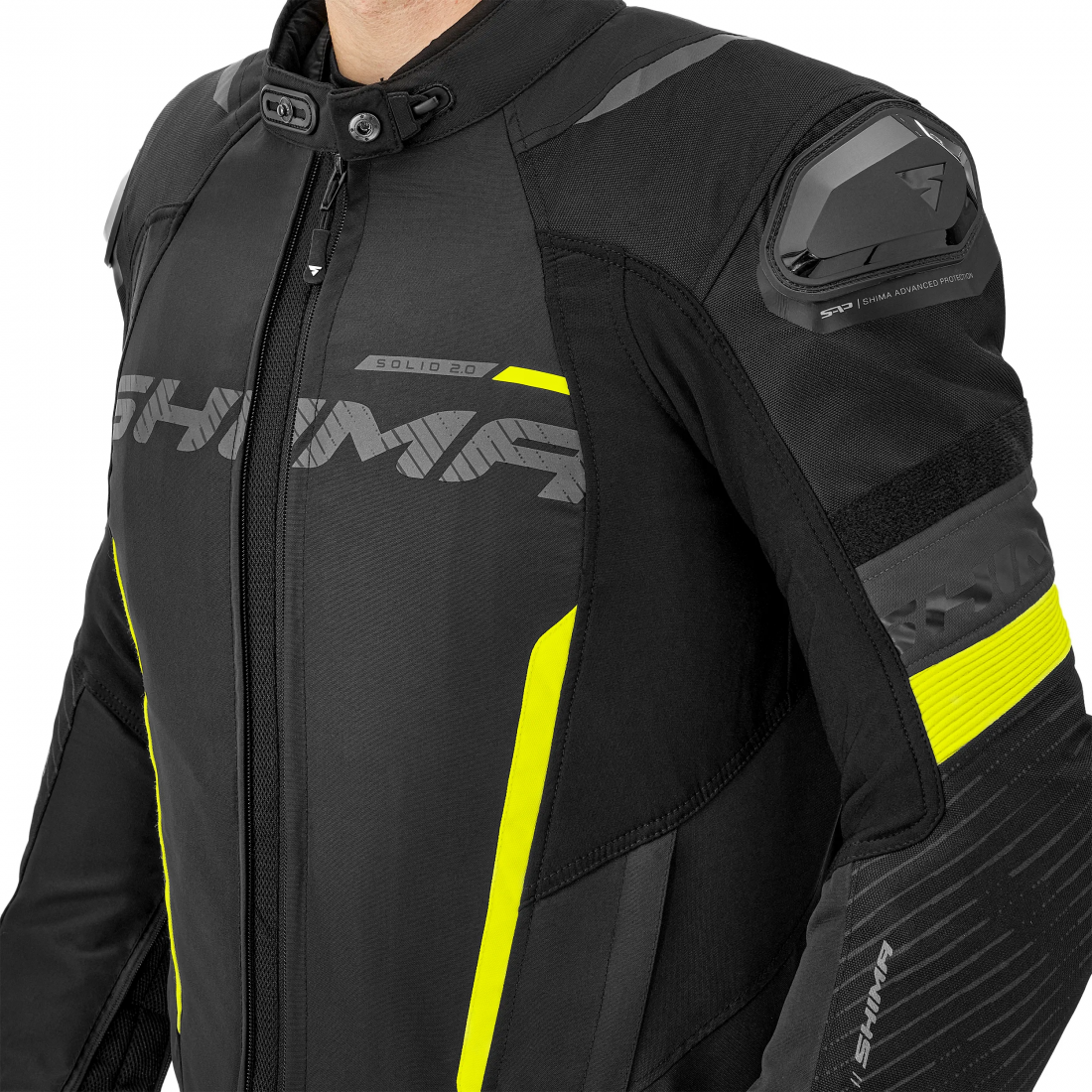 SHIMA SOLID 2.0 CHAQUETA TEXTIL DE MOTO HOMBRE NEGRO AMARILLO 