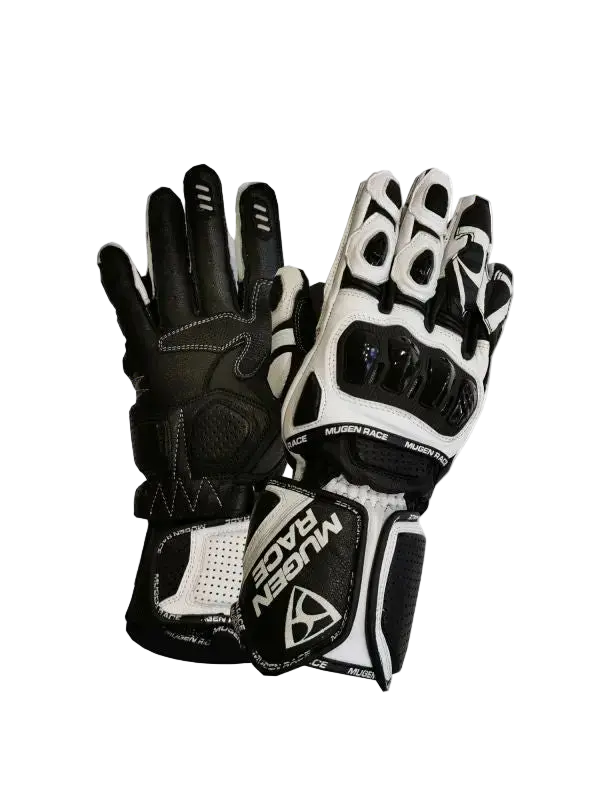 MUGENRACE CHILI Sport Moto Pelle Guanti Bianco Nero 