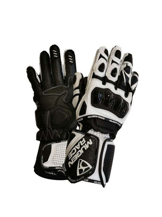 MUGENRACE CHILI Sport Moto Pelle Guanti Bianco Nero