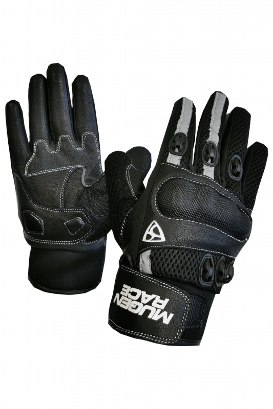 MUGENRACE G-MNR-2167 HALFY CORTA Moto Guanti Nero Grigio 