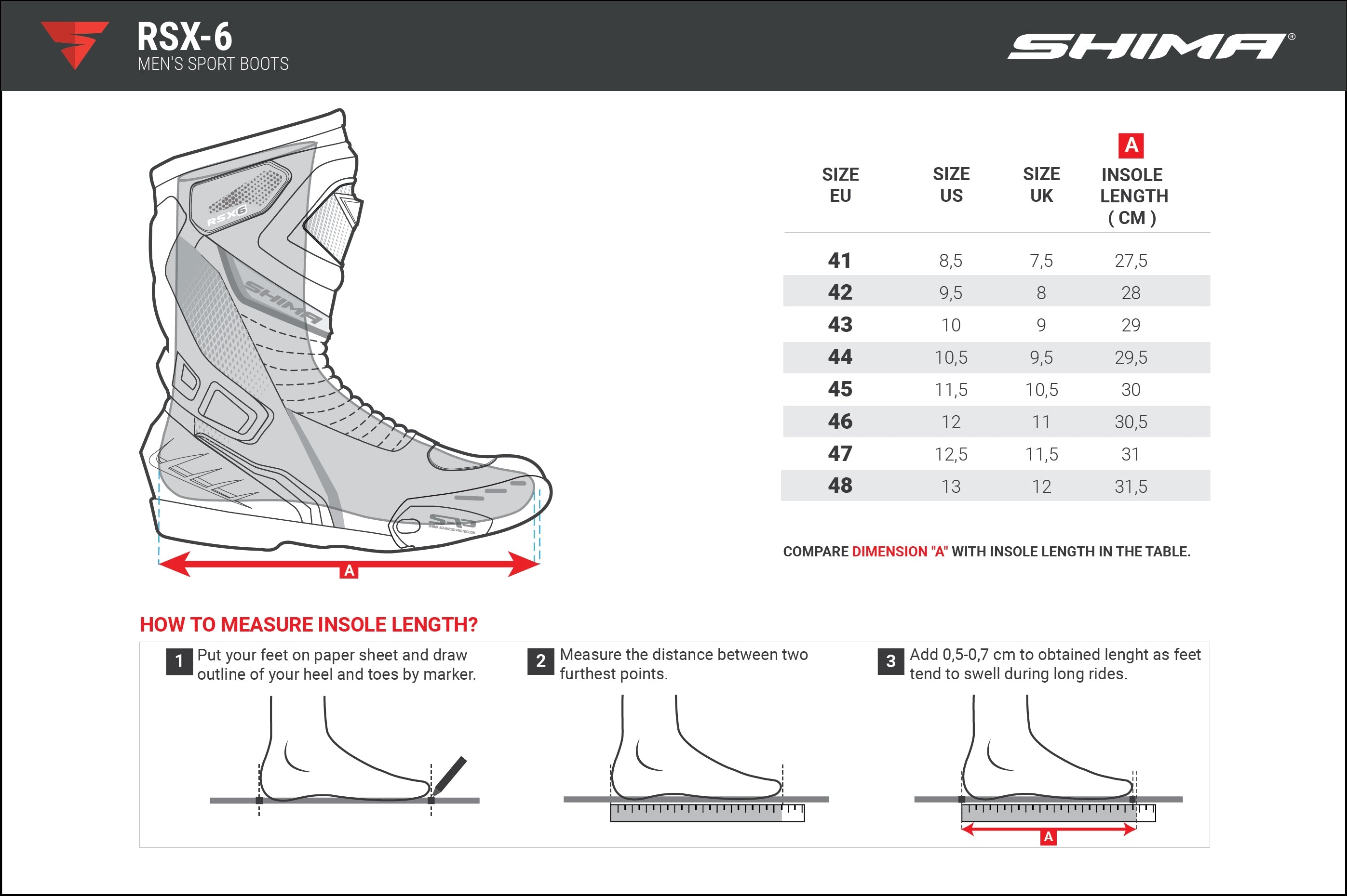 SHIMA RSX-6 MEN  BOOTS RED FLUO - SECURTEX MOTOR S.L (t/a MaximoMoto)
