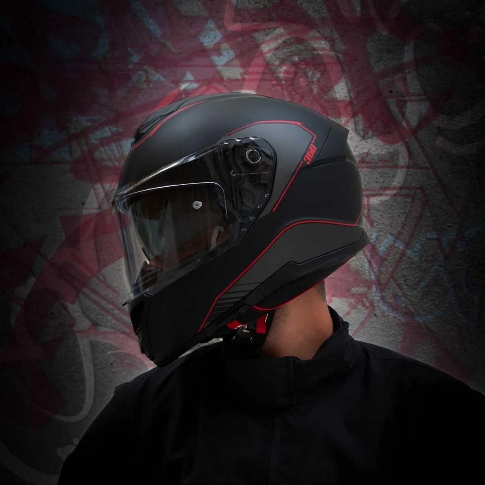 CGM - 360G KAD RIDE Integrali Moto Caschi Nero Rosso opaco 