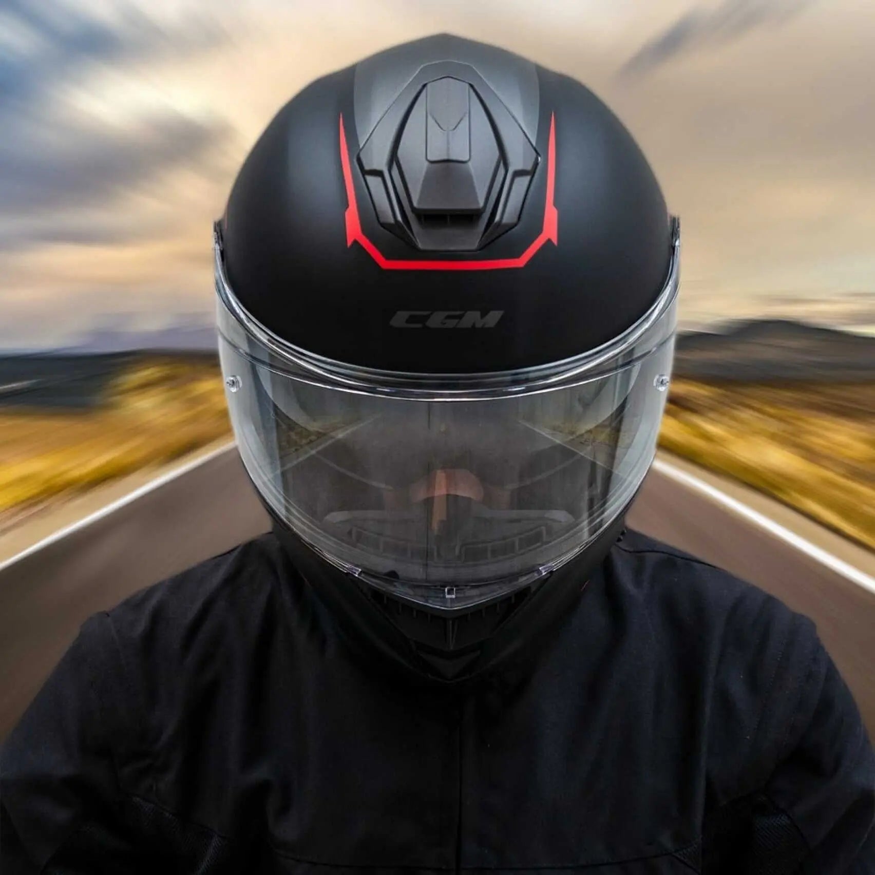 CGM - 360G KAD RIDE Integrali Moto Caschi Nero Rosso opaco 
