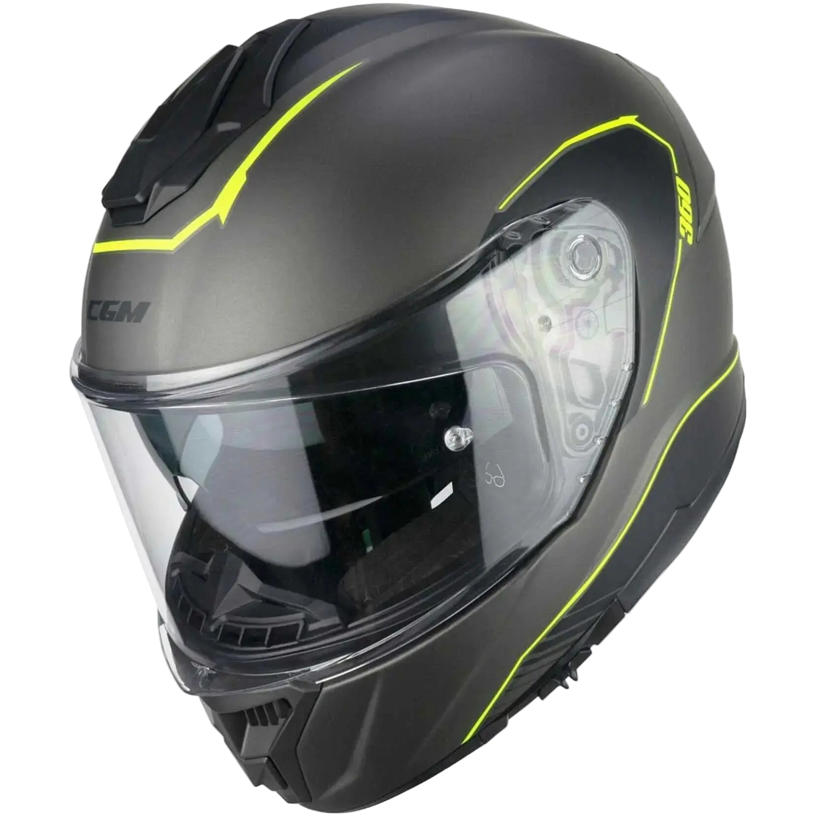 CGM - 360G KAD RIDE Moto Integrali Caschi Grafite Giallo fluo opaco 