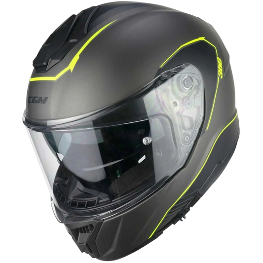 CGM - 360G KAD RIDE Moto Integrali Caschi Grafite Giallo fluo opaco 