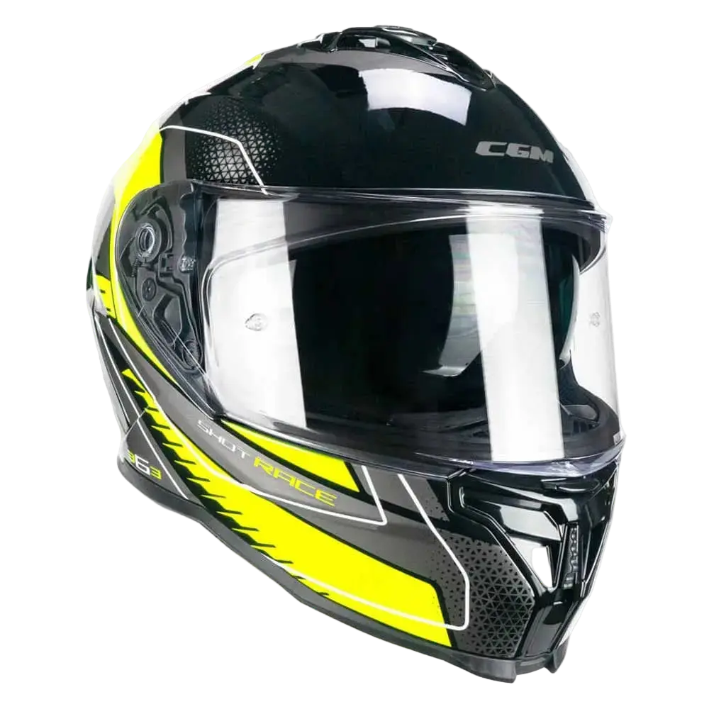 CGM 363G SHOT RACE Moto Integrali Caschi Nero Giallo Fluo 
