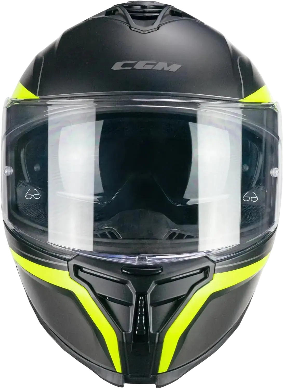CGM 363X SHOT RUN Moto Integrali Caschi Nero Giallo Fluo Opaco 
