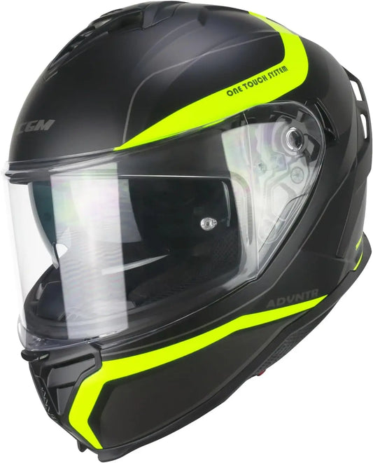 CGM 363 SHOT Moto Integrali Caschi Nero Giallo Fluo Opaco