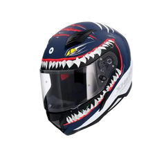 SHIRO HUNTER SHARK Moto Integrali Caschi Opaco Navy Blu Bianco 