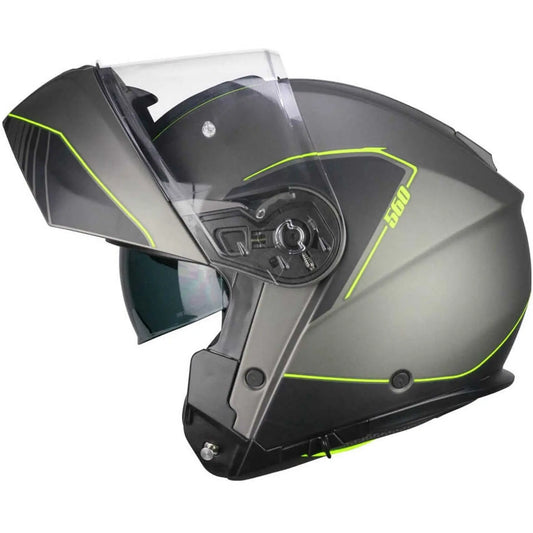 CGM - 560G MAD RIDE Moto Modulare Caschi Grafite Giallo fluo opaco 