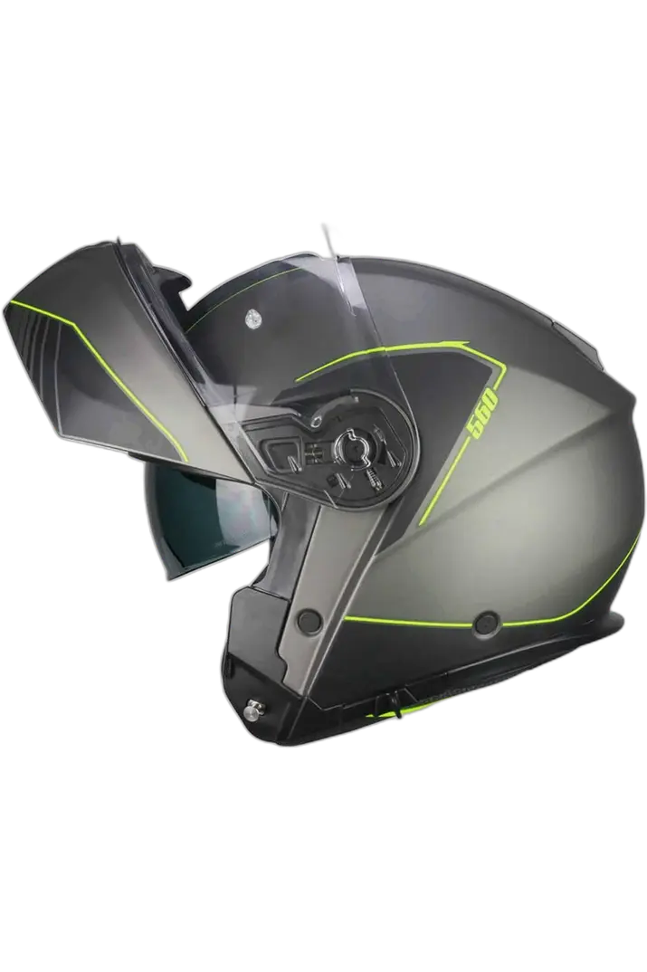 CGM - 560G MAD RIDE Moto Modulare Caschi Grafite Giallo fluo opaco 