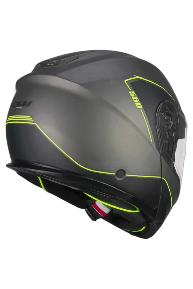 CGM - 560G MAD RIDE Moto Modulare Caschi Grafite Giallo fluo opaco 
