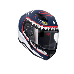 SHIRO HUNTER SHARK Moto Integrali Caschi Opaco Navy Blu Bianco 