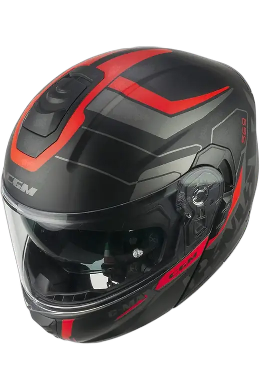 CGM 569G C-MAX CITY Modular Caschi Motociclismo Nero Rosso opaco 