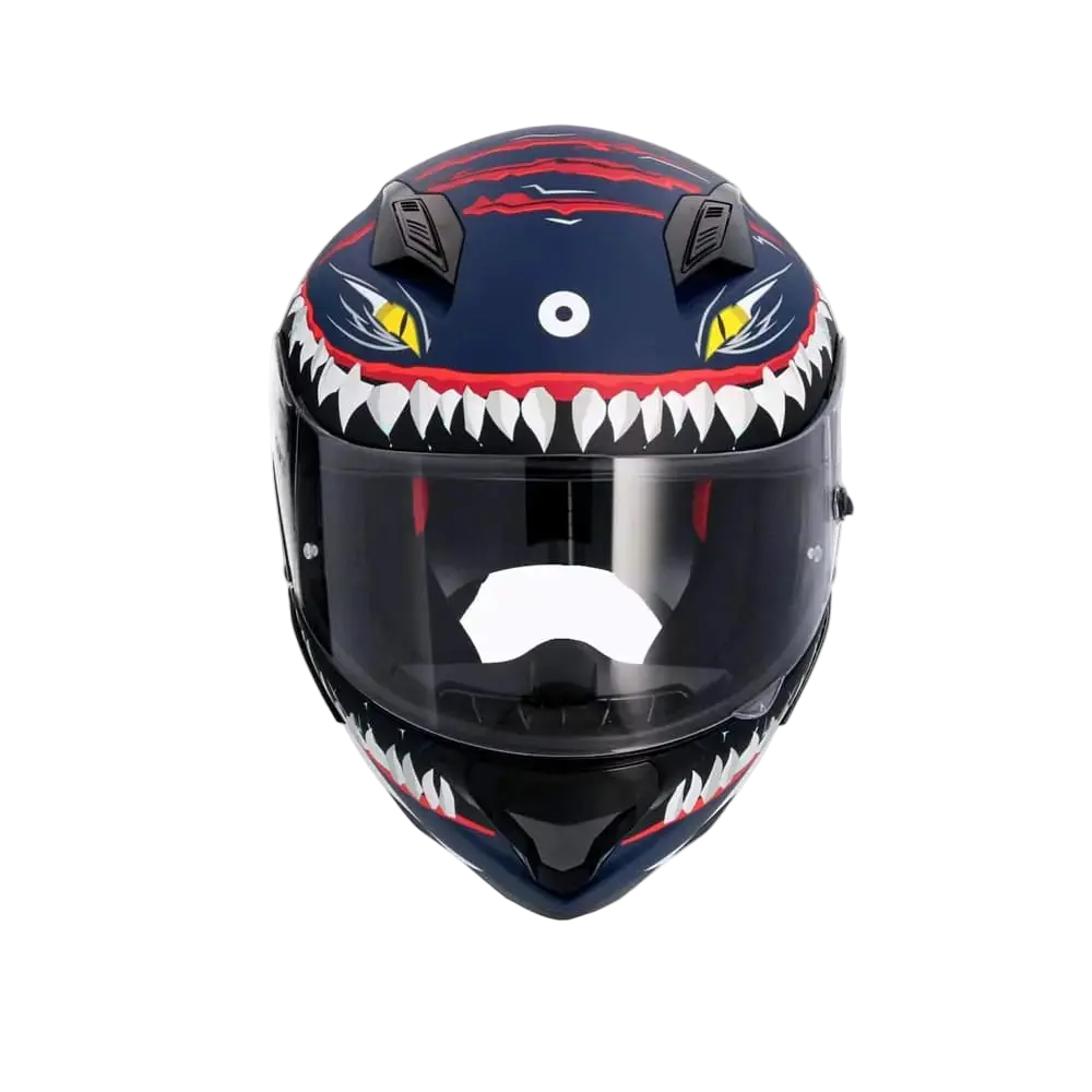 SHIRO HUNTER SHARK Moto Integrali Caschi Opaco Navy Blu Bianco 