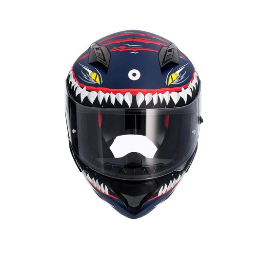 SHIRO HUNTER SHARK MOTO INTEGRALI CASCHI OPACO NAVY BLU BIANCO 
