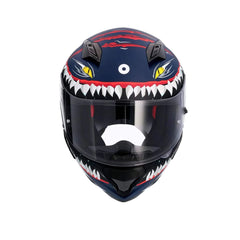 SHIRO HUNTER SHARK MOTO INTEGRALI CASCHI OPACO NAVY BLU BIANCO 