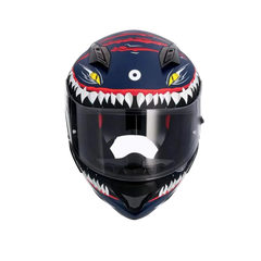 SHIRO HUNTER SHARK Moto Integrali Caschi Opaco Navy Blu Bianco 