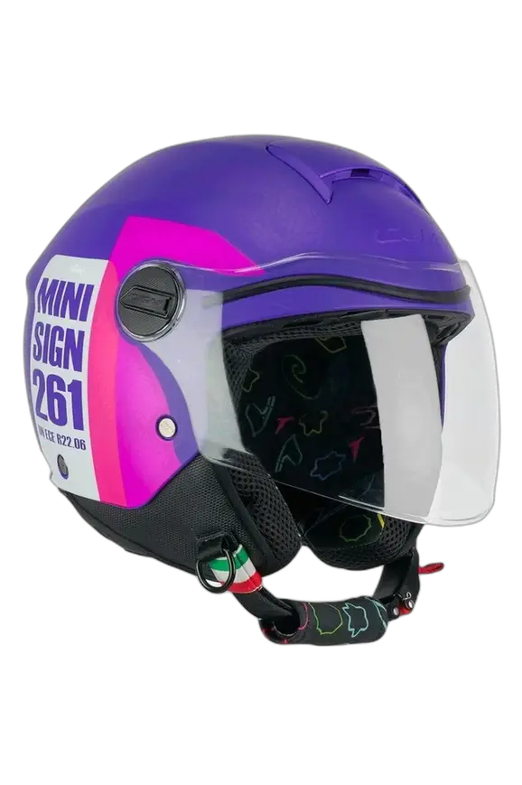 CGM - 261X MINI SIGN Aperta Caschi Jet Moto Viola Rosa 